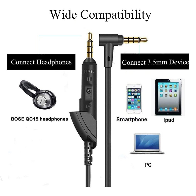 Arzweyk Audio Cable Cord Wire Replacement for Bose QuietComfort 15, Bose QuietComfort 2, QC15, QC2 Headphones, Headphone Extension Cable (1.4m) - Image 2